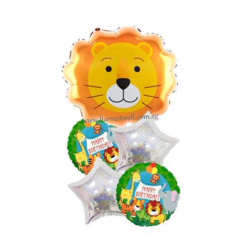 Cute Lion Animal Party Birthday Balloon Bouquet